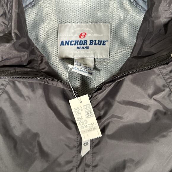 Anchor Blue Jacket Men's Large Black Snap Front Windbreaker Mesh Lined Nylon Y2K - Picture 3 of 5